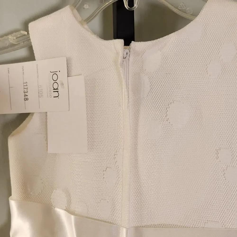 JOAN CALABRESE for Mon Cheri NWT White Polka Dot Dress, Size 5